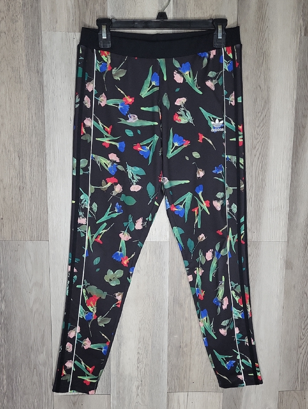Adidas Bellista Floral Womens L Leggings Stretch Athletic Workout Activewear